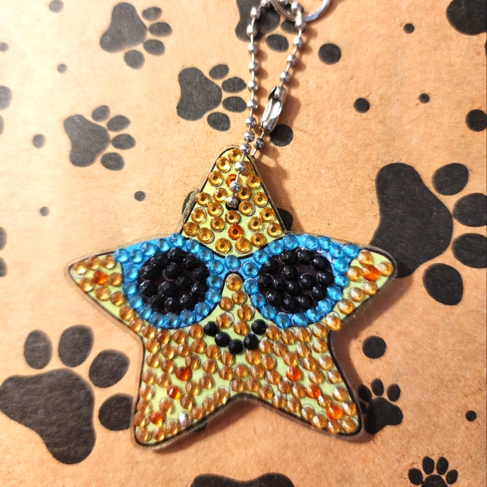 Starfish Diamond Puzzle Keychain